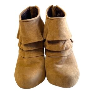 Steve Madden Cuddless Leather Suede Booties Taupe Tan Size 7.5